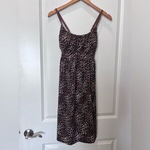 Leopard Print Brown Slip Dress